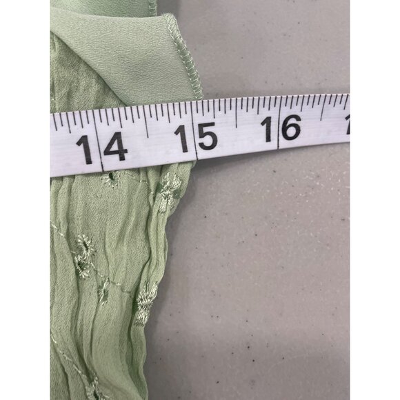 Sunny Taylor Petal Pastel Green Lace Trim Smocked Floral Peasant Top Size M - Picture 8 of 10